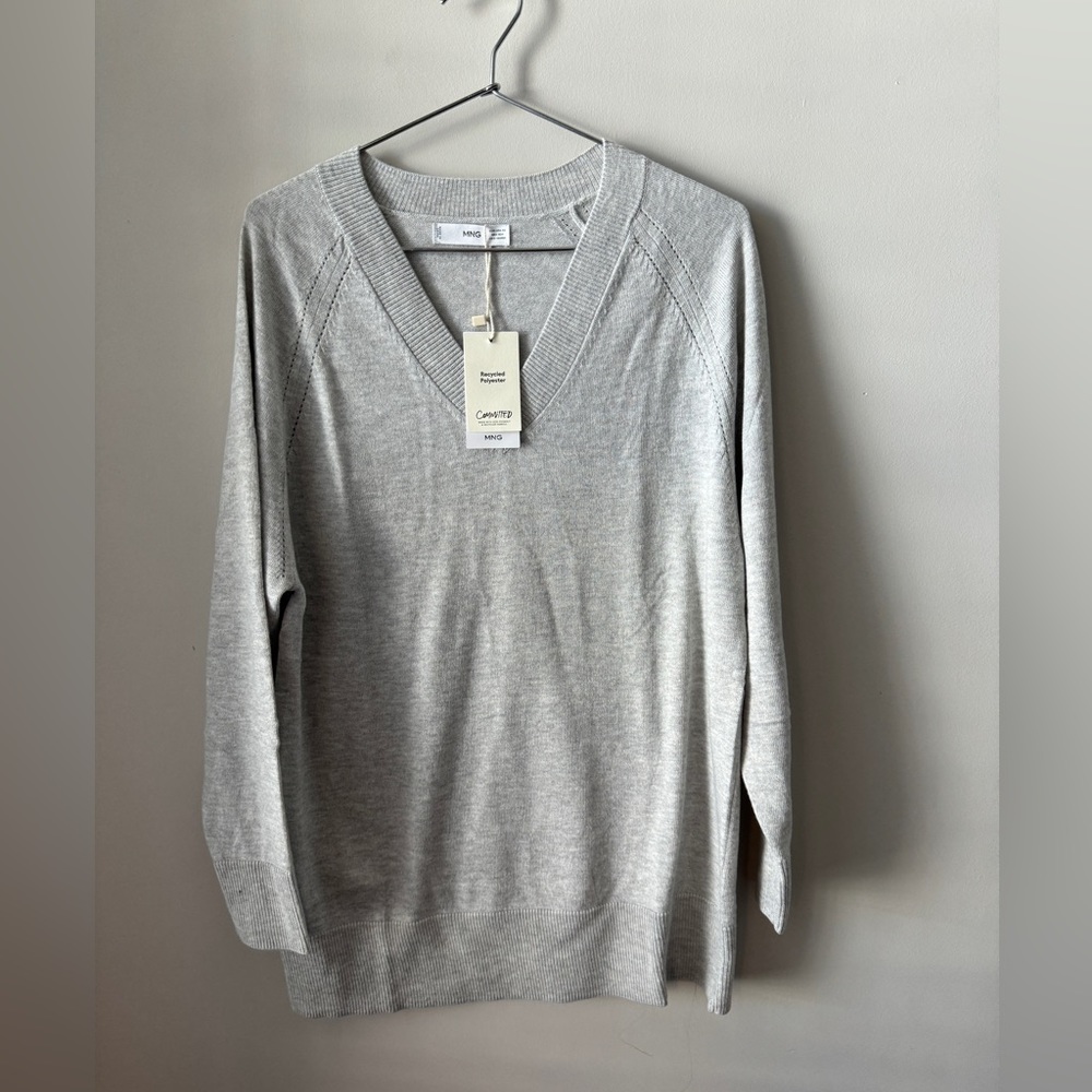 V-neck knit sweater - MANGO - XS